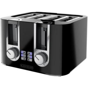 BLACK+DECKER 4-Slice Toaster, 7 Toast Shades, Removable Crumb Tray, Illuminated Bagel, Frozen and Cancel Functions
