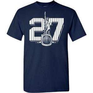 New York 27 Rings Men's T-Shirt for Baseball Fans (Blue, S)