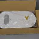 Sooyee 11 Lbs Rice Container, Large Grain Container Storage with Lid Measuring Cylinder Moisture Proof Household Cereal Dispenser Bucket for Kitchen Soybean Corn,White and Grey