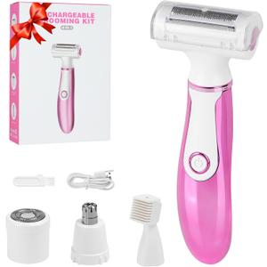 Women Face Epilator, 4-in-1 Body Shaver and Facial Epilator, Hair Removal for Face, Waterproof Facial Hair Remover for Armpits, Arms, Legsm, Bikini
