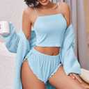 Avidlove Women Cami Ribbed Pajama Set Sexy Side Slit Sleepwear Soft Lingerie 2 Piece PJ Set (Blue, S)