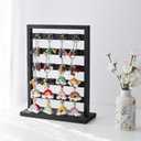 Ikee Design Wooden Jewelry Display Rack with 20 Removable Metal Hooks,Earring Card Display Stand,Jewelry Organizer,Earring Bracelet Organizer, Keychain Stand, Black Color