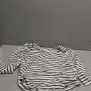 Milumia Women's Plus Size Striped Square Neck Long Sleeve Tops Casual Tee Shirt Top Black and White 3XL