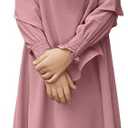 IWEMEK Kids Muslim Dress for Girls Islamic Prayer Abaya Dress with Hijab Jibab 2 Piece Eid Ramadan Dubai Outfits Kaftan Robe (11-12 Years, Pink)
