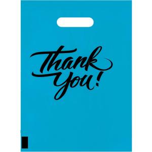 Infinite Pack Thank You Merchandise Bags, Die Cut Handles, Retail Shopping Bags for Boutique - Choose Color & Size (9" X 12", PACK OF 100, Teal)