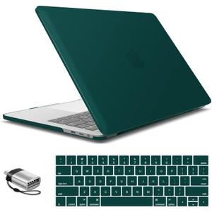 IBENZER Compatible with MacBook Pro 15 Inch Case 2019 2018 2017 2016 A1990 A1707, Hard Shell Case with Keyboard Cover & Type C Adapter for Mac Pro 15 Touch Bar, Quetzal Green, T15-QUGN+1TC IBENZER Compatible with MacBook Pro 15 Inch Case 2019 2018 2017 2016 A1990 A1707, Hard Shell Case with Keyboard Cover & Type C Adapter for Mac Pro 15 Touch Bar, Quetzal Green, T15-QUGN+1TC
