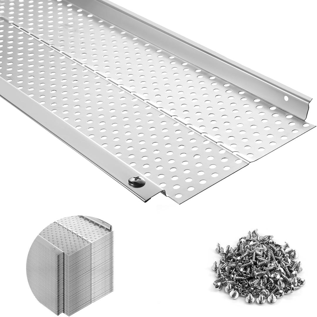 5 inch Gutter Guard, 52 Pack-208ft, Aluminum Mesh Leaf Guards, DIY Leaf Filter Gutter Protection Cover, Raptor Gutter Guard Cleaning Tools for Downspout, Roof, with Screws