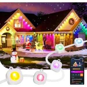 Linkind Permanent Outdoor Lights,100ft with 72 Triple-LED,AI Lighting,Smart RGBTW for Christmas Lights Outdoor,Christmas Decorations, IP67 Waterproof, Works with Alexa,Google Assistant