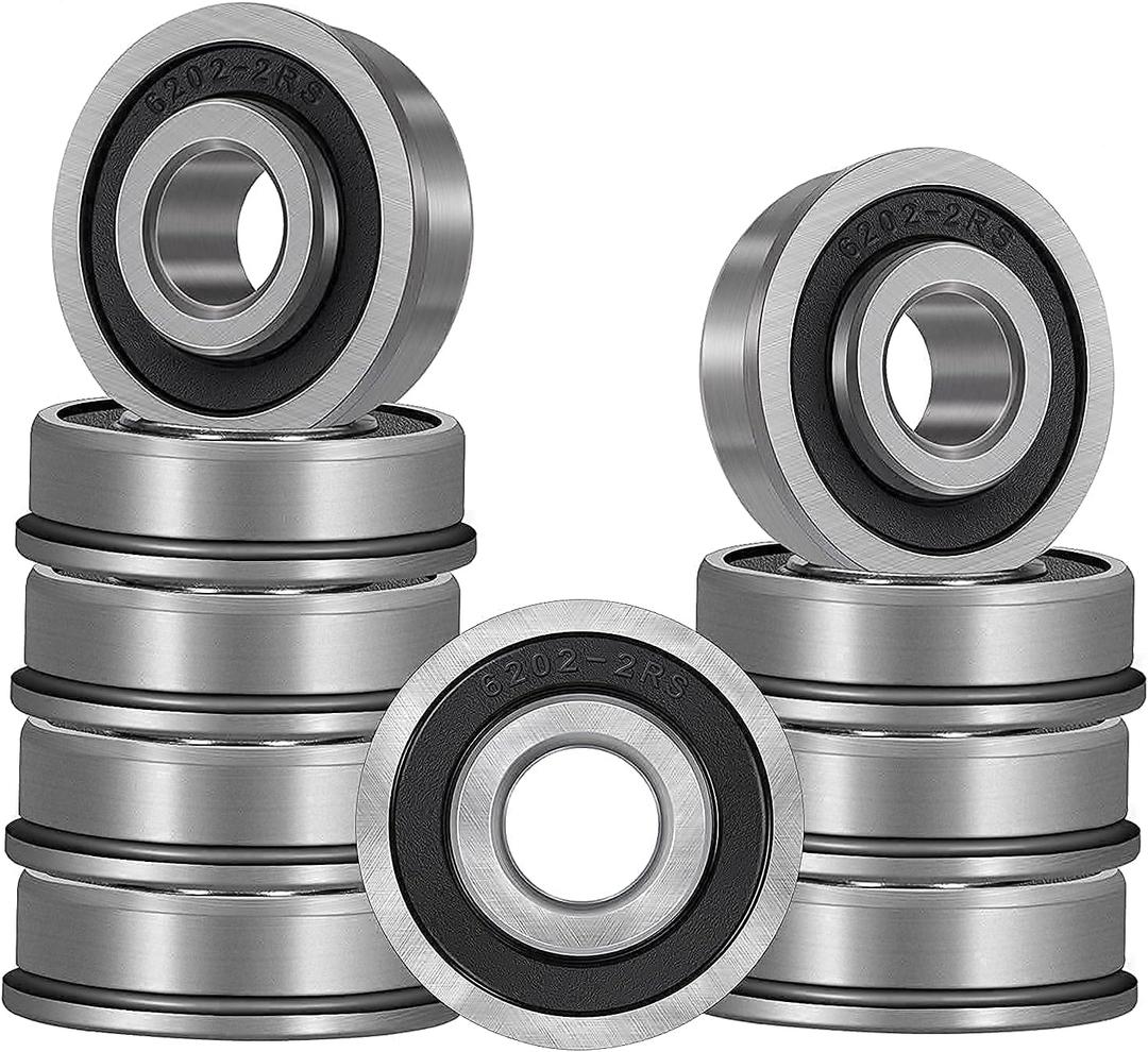 10 Pack Flanged Ball Bearings 5/8" x 1-3/8" x 1/2", Pre Lubricated, for Lawn Mower, Wheelbarrows, Carts & Hand Trucks Wheel Hub, Replacement for JD AM118315, AM35443, Stens 215-038, 215-061 Etc