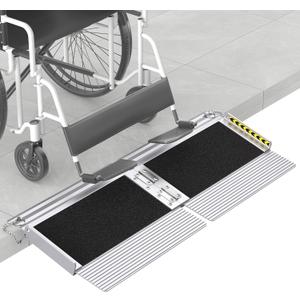 FACHNUO 1 Feet Portable Threshold Ramp with Self-Adjusting Bottom, Wheelchair Ramp for Home Doorways, Non-Skid Handicap Ramp for Home Steps, Folding Wheelchair Ramp, Maximum Applicable Height 2"