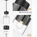 Black Pendant Lights Kitchen Island, Dual Shade Hanging Lights Fixtures with Metal and Clear Glass, Modern Kitchen Pendant Lighting Over Island for Dining Room, AD-24022-1P-BK