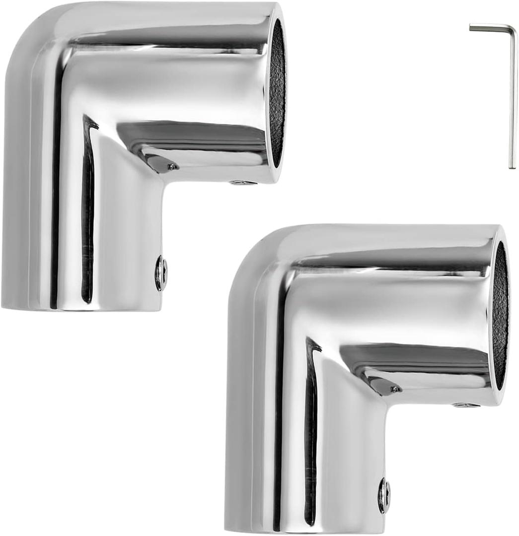 Heavy Duty Boat Handrail Fitting, 2-Way 90 Degree Elbow Hardware, 316 Stainless Steel, Pipe Connector for 7/8 or 1 inch Pipe Tubing (2 PCS)