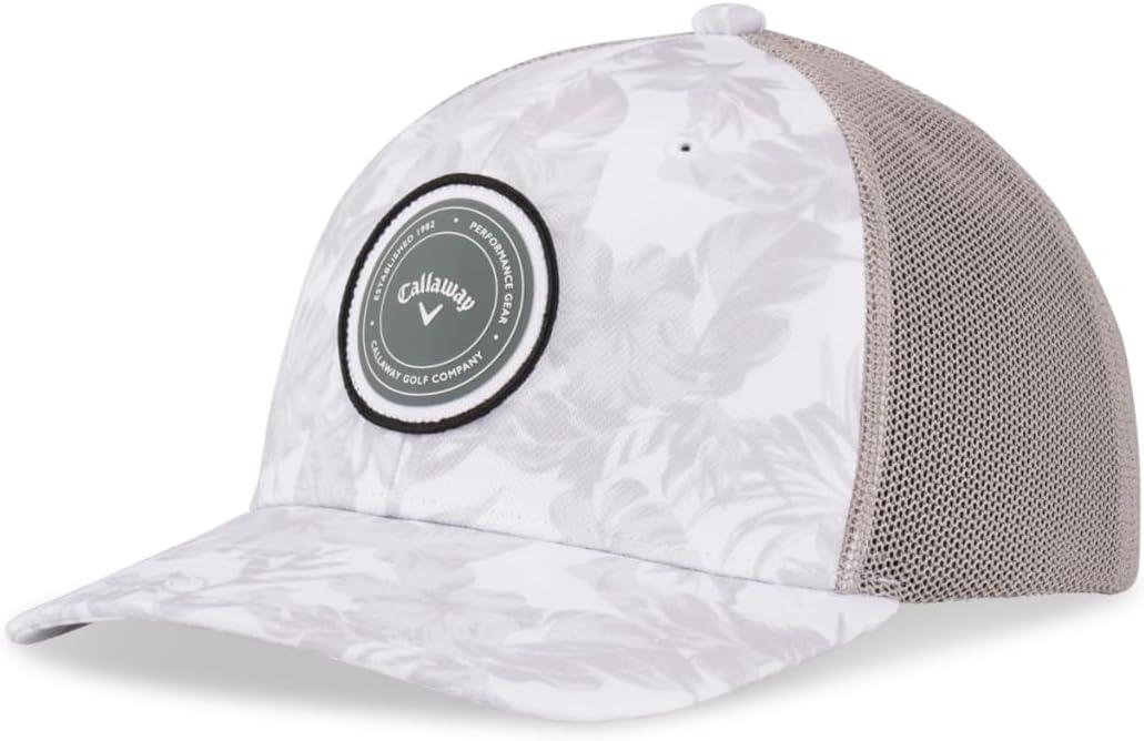 Callaway Golf Playing through Trucker Collection Headwear (One Size, White Tropical)