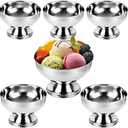 STARVAST 9 Pack Stainless Steel Ice Cream Bowls with Forks - 5.4oz Small Metal Dessert Cups - Shatterproof Silver Serving Dishes for Sundae, Fruit, Pudding