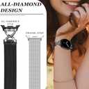 Metal Magnetic Band Compatible with Samsung Galaxy Watch 8 40mm 44mm/Galaxy Watch 8 Classic 46mm,Stainless Steel Dressy Mesh Loop with X-Shape Diamond Women Men
