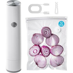 Vacuum Sealer, Handheld Vacuum Sealer for Food, Compact Vacuum Sealer Machine with 12 Reusable Vacuum Bags, Portable Cordless Vacuum Sealer Set for Travel, Fresh & Save Meal Prep Sous Vide