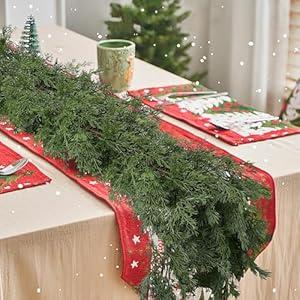 DIYDOFUN 6 FT Christmas Garlands – Pack of 2 Cedar Garland Artificial Pine Real Touch Faux Greenery Vine for Winter Holiday Decor, Table Centerpieces, Mantle, Wall, Indoor Outdoor Decorations