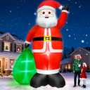 16 Ft by 9.4 Ft Giant Christmas Inflatable Santa Claus Holding Gift Bag, Lighted Blow Up Christmas Decoration Outdoor with 7 LED Lights Santa Inflatables for Lawn Yard Holiday Party Decor