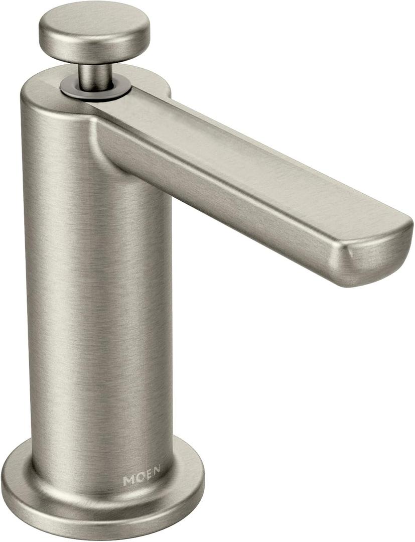 Moen Spot Resist Stainless Modern Deck Mounted Kitchen Soap Dispenser with Above-the-Sink Refillable Bottle, S3947SRS (1.125)