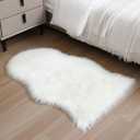 Faux Fur Small Rug 2 x 3 ft White Shaggy Sheepskin Machine Washable Fuzzy Area Rug Super Soft Fluffy Plush Carpet for Bedroom Living Room Floor Nursery Kids Room Bedside Rug