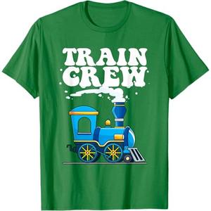 Birthday Train Crew Party Family Matching Men Women Kids T-Shirt, Kelly Green, L