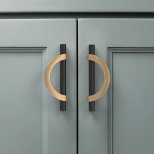 Amerdeco 6 Pack Champagne Bronze+Black Cabinet Pulls 3.75 Inch(96MM) Hole Centers Kitchen Cabinet Handles Hardware Kitchen Handles for Cabinets Cupboard Handles Drawer Pulls