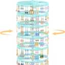 EsLuker.ly Earring Holder Organizer Rotating Stud Display Tree Rack with 342 U-Slots for Women Girls, Large Adjustable 6 Tier Plastic Storage Stand with Metal Tray for Pierced Hoop Post Earring, Blue