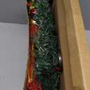 16 Inch Pre-Lit Christmas Door Wreath with Timer & Hanger & 50LED Warm Lights, Decor with Bow & Golden Ball & Star ect., Artificial Christmas Wreath for Door & Window & Fireplace