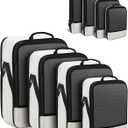 4 PCS Set Compression Packing Cubes for Travel, Lightweight Packaging Organizer Bags for Carry On Space Saving, Travel Essentials Cubes for Suitcase Backpack, Beige