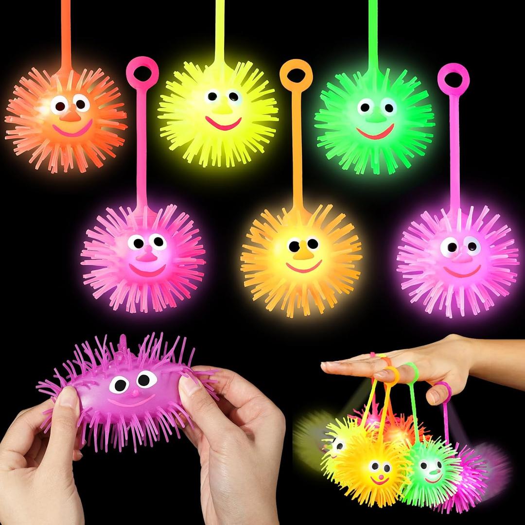 24PCS Light Up Balls for Kids 3.4 inch Puffer Bouncy LED Ball Flashing Sensory Glow in The Dark Toys Bulk Party Favors for Easter Basket Gifts Classroom Stuffer Sprizes Pinata Fillers