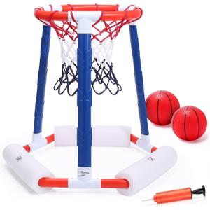 EagleStone Pool Basketball Hoop, Floating Inflatbale Pool Basketball Games Toys with 2 Pool Balls and Pump,Swimming Pool Outdoor Play Toddler Basketball Hoop Indoor for Kids Adults Age 8-12,