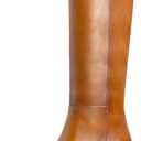 Knee High Boots Women Faux Leather Boots Low Heel Square Toe Side Zipper Fall Long Riding Boots For Women (7, Brown)