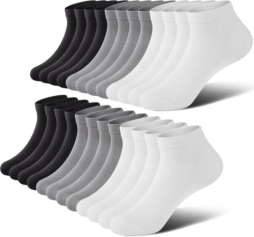 Wernies No Show Socks Men, Low Cut Ankle Short Casual Cotton Socks with Non Slip Grips 6-10/11-13 (L)