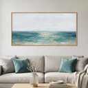 Aurlan Large Abstract Blue Coastal Framed Canvas Wall Art Set-40"x20"