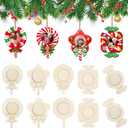 COCHIE Wooden Christmas Photo Ornaments Crafts to Paint for Christmas Tree Decorations, Color Your Own Xmas Picture Frame Hanging Ornament Craft for Painting Set of 10 (Peppermint Lollipops)