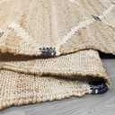 Hand Woven Jute Rug 4'x6' Area Rug - Rectangular Handcrafted Premium Geometric Design, Indoor Reversible Natural Fiber Rugs - Rustic Farmhouse Carpet for Living Room, Hallway, Bedroom - Natural