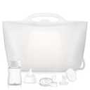 Silicone Travel Bottle Sterilizer Bags | 2000ml Microwave Steam Sterilizer Bags for Baby Bottles, Breast Pump & Pacifiers, Reusable Steam Sterilizing Bags for Travel and Home Use (Clear Milk White)