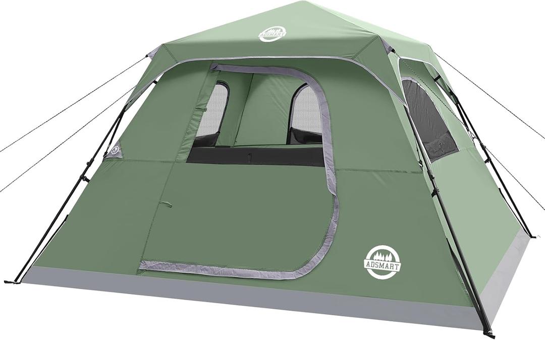 ADSMART Instant Tents for Camping 6 Person Tent Waterproof for Outdoor | Easy set up for hiking with rainfly carry bag for family camping tent, 10 ft x 9ft x 66 inch