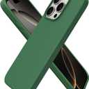 ORNARTO Compatible with iPhone 16 Pro Case 6.3", Slim Liquid Silicone 3 Layers Soft Gel Rubber Shockproof Protective Case with Anti-Scratch Microfiber Lining-Clover Green