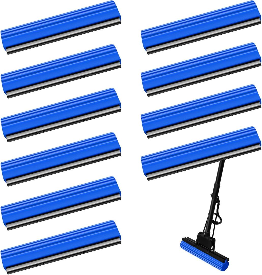 10 Pcs Roller Mop Refill Bulk Absorbent PVA Sponge Mop Head Replacement for Home Bathroom Business Garage Kitchen Cleaning (Blue)