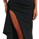 Women's Backless High Split Strapless Long Prom Formal Cocktail Dress for Women, XS Blue (Black, S)