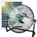 DBF 16" Solar Powered Fan - 20000mAh Rechargeable Floor Fan with 30W Solar Panel & AC Adapter, 12 Speeds, Tilt Head, High Velocity Cordless Portable Fans for Home, Camping, Garage, Outage, Outdoor