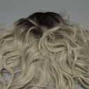 incohair Platinum Blonde Wig Dark Roots 14 Inches Short Wavy Curly Wigs with Bangs Shoulder Length Ombre Synthetic Wigs for Cosplay Party Daily Wigs Wig Cap Included