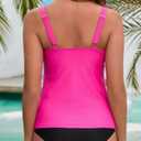 Tankini Tops for Women Swimsuits Top Only Tummy Control Bathing Suit Top No Bottom (Pink, M)