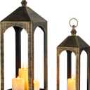 Large Outdoor Lanterns for Porch: 23" & 17" Set of 2 Floor Lantern Decorative Indoor Candle Holder for Front Porch Patio Fireplace Vintage Home Decor
