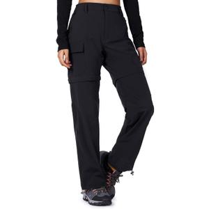Cycorld Women's-Hiking-Pants-Convertible Quick-Dry-Stretch-Lightweight Zip-Off Outdoor Pants with 5 Deep Pockets (X-Small, Black)