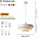 Mid Century Pendant Light Fixtures Ceiling Pendant Lighting 3-Layer Metal Shade Design Vintage Flush Mount Light for Dining Table Kitchen Island Hallway (White)