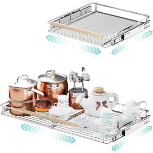 2Pack Expandable Pull Out Cabinet Organizer, Adjustable Width:23.2~39.9''W x 22.5''D Under Sink Organizer, Drawer Storage Shelves for Kitchen, Bathroom, Closet, Pantry, Cupboard, Pots, Pans