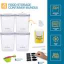 Storeganize Flour Sugar Storage Containers (5.3L/4pk) Great Rice Canisters Sets For The Kitchen pantry, Large Food Storage Containers With Lids Airtight, 7x12x12 inches