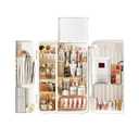 UAK Makeup Organizer with Drawers for Vanity, Cosmetic Display Case with Brush Holders, Storage for Skincare Countertop Bathroom (White)